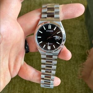 Citizen TSUYOSA 40 mm Silver Watch with Black Dial NJ0150-56E